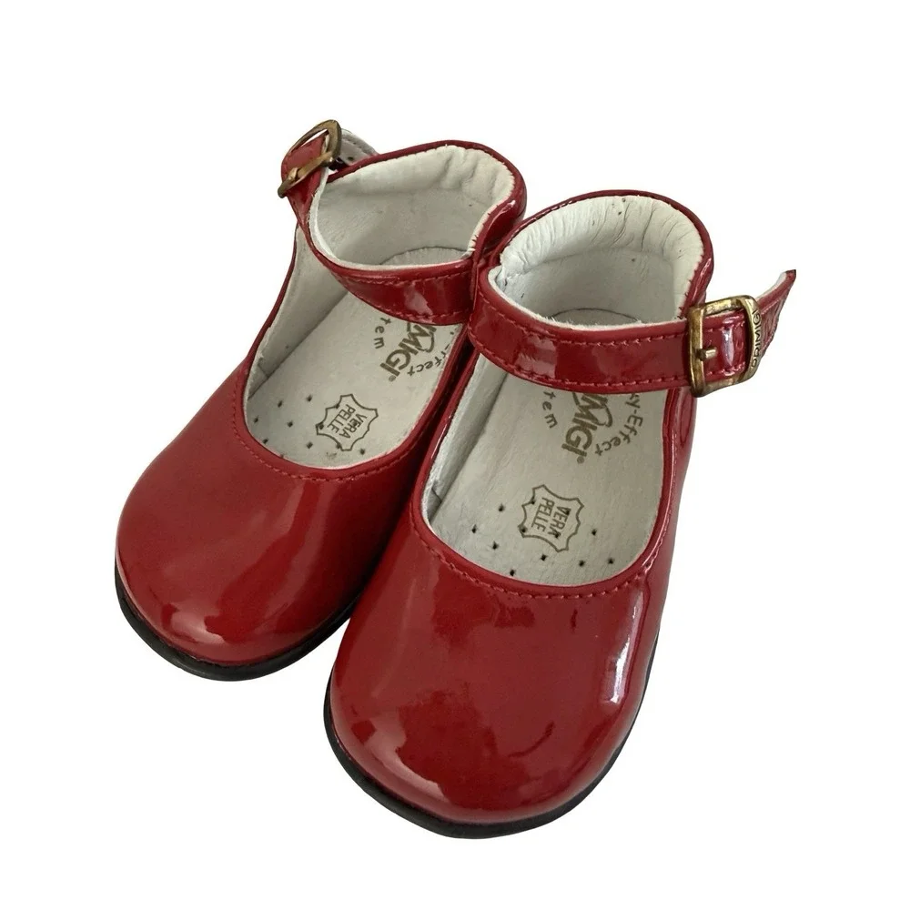 Red PATENT Ankle Mary Janes 18 Shoes 2.5/3 Classic PRIMIGI Italy toddler